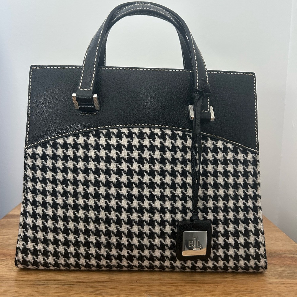 Black & White Vintage Lauren Ralph Lauren Houndstooth Handbag 🖤